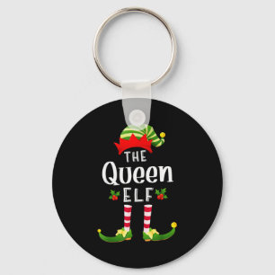 Queen Christmas Elf Matching Pajama X-mas Party  Keychain