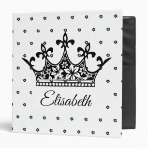 Queen crown floral black white beautiful vintage  binder