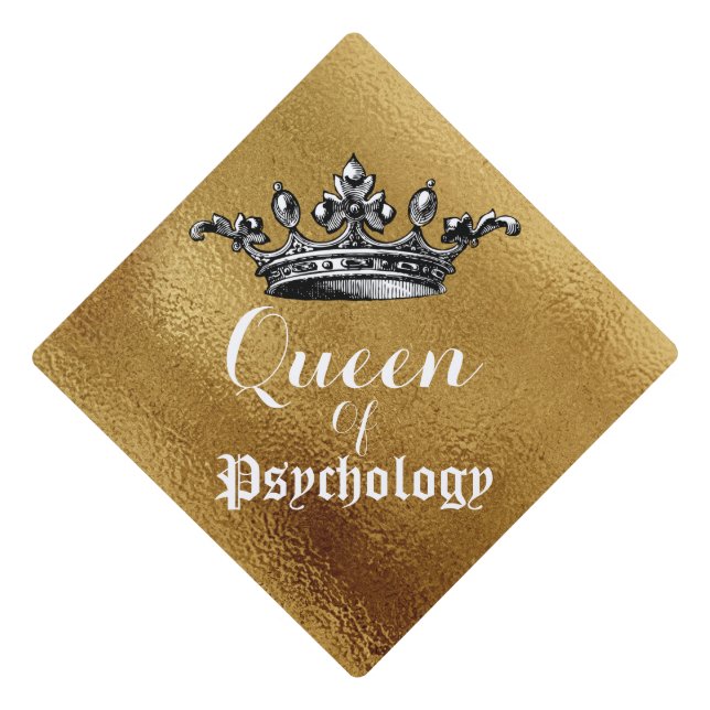 Queen Crown Gold College Major Graduation Cap Topper (Front)