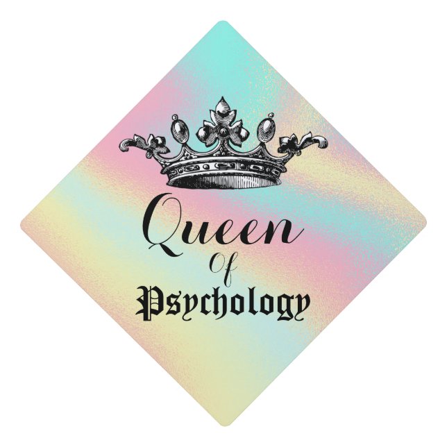 Queen Crown Pink Girly College Major Graduation Cap Topper (Front)