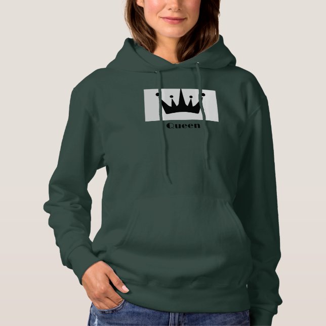 Queen Custom Text Crown Image Hoodie Deep Forest  (Front)