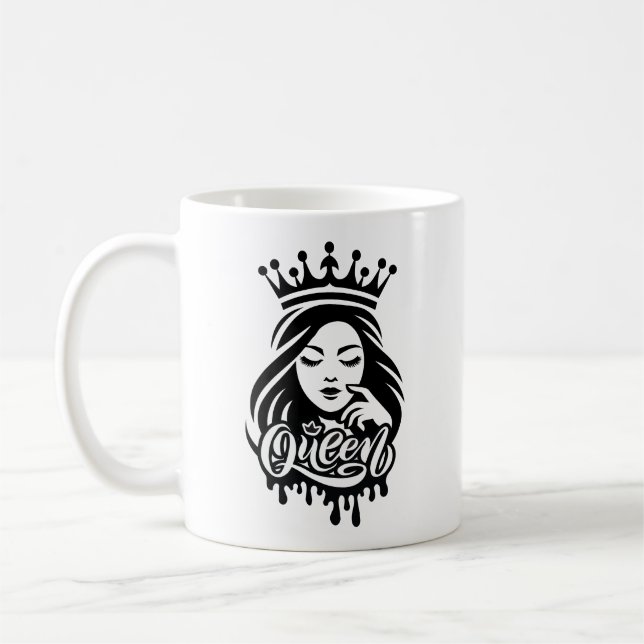 Queen Design – Elegant Royal Crown Coffee Mug (Left)