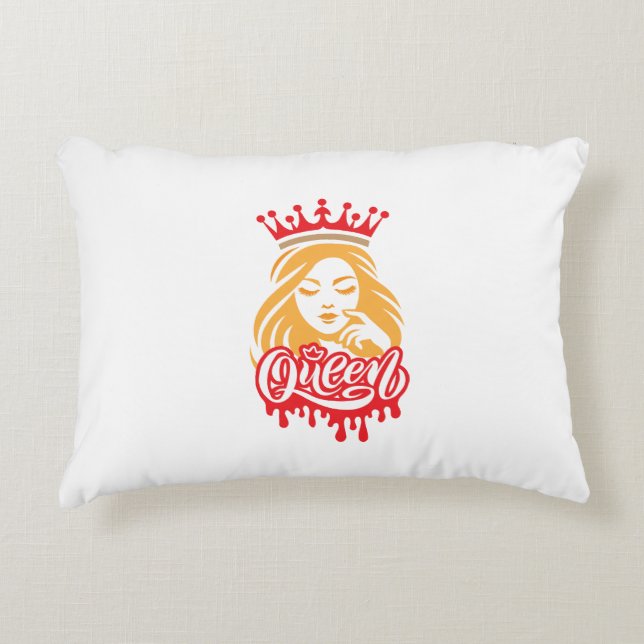 Queen Design – Elegant Royal Crown Typography for  Accent Pillow (Front)