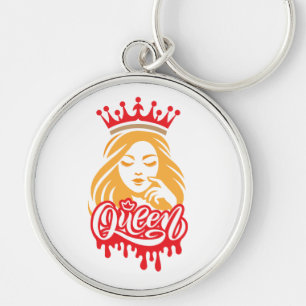 Queen Design – Elegant Royal Crown Typography for  Keychain