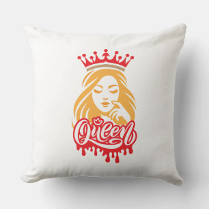 Queen Design – Elegant Royal Crown Typography for Throw Pillow