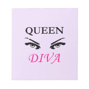 Queen Diva black & pink logo with feminine eyes Notepad