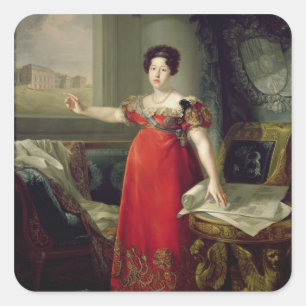 Queen Dona Maria Isabel de Braganza, 1829 (oil on Square Sticker