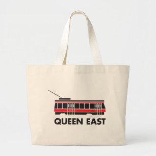 Queen East (Toronto) and Streetcar Large Tote Bag