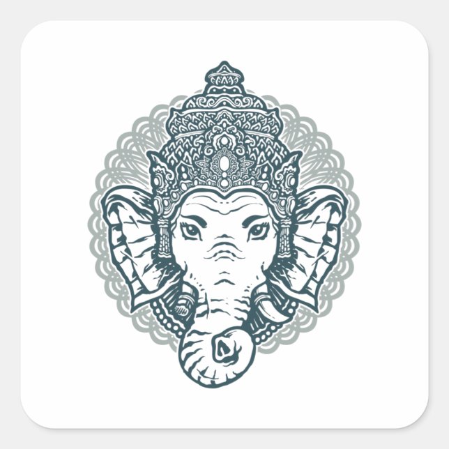 Queen Elephant Square Sticker (Front)
