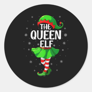 Queen Elf Christmas Girls Women Elf Squad Xmas Fam Classic Round Sticker