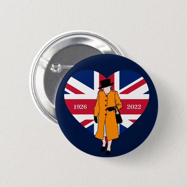 Queen Elisabeth II United Kingdom Queen Of Hearts  2 Inch Round Button (Front & Back)