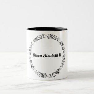 Queen Elizabeth 11 Black and White Two-Tone Coffee Mug