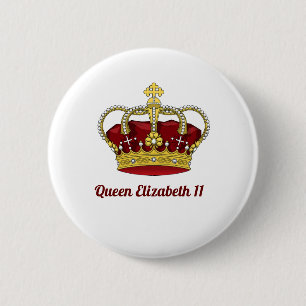 Queen Elizabeth 11 Crown 2 Inch Round Button