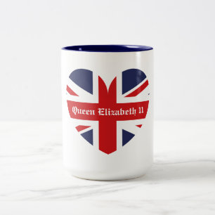 Queen Elizabeth 11 Crown Royal England Flag Two-Tone Coffee Mug