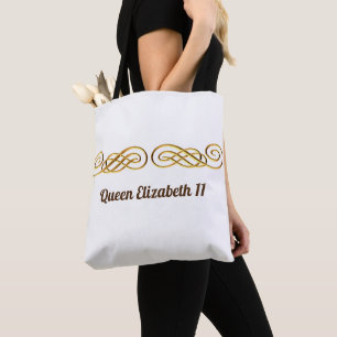 Queen Elizabeth 11 Gold Tote Bag