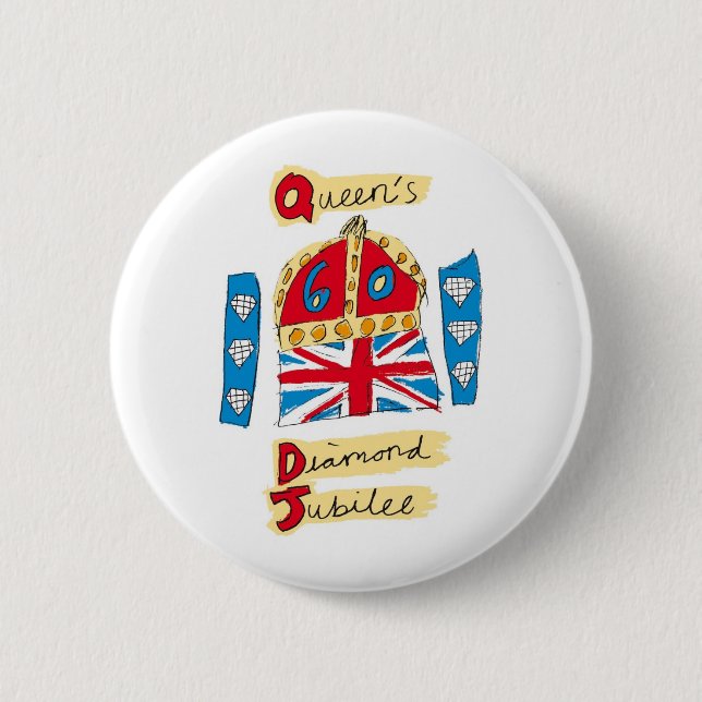 queen elizabeth diamond jubilee 2012 2 inch round button (Front)