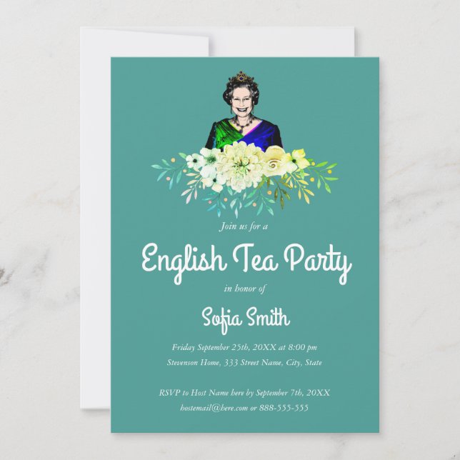Queen Elizabeth English Tea Party Invitation (Front)