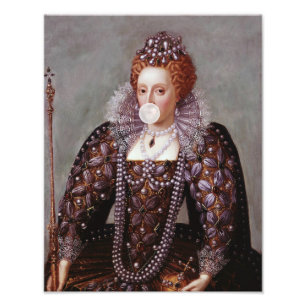 Queen Elizabeth I blowing white bubble gum Photo Print