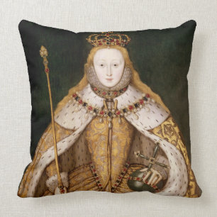 Queen Elizabeth I in Coronation Robes Throw Pillow