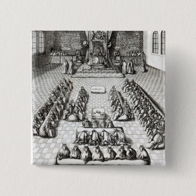 Queen Elizabeth I  in Parliament 2 Inch Square Button (Front)