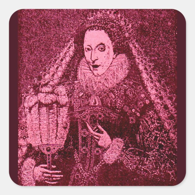 Queen Elizabeth I in pink Square Sticker (Front)