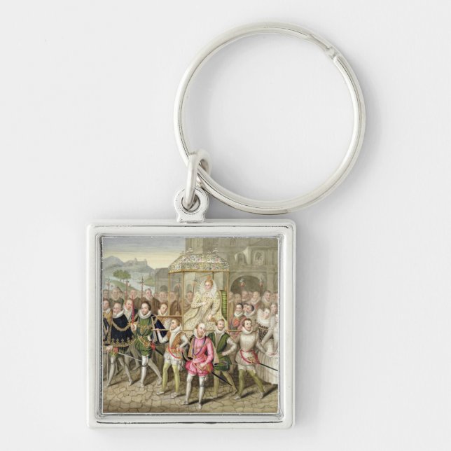 Queen Elizabeth I in procession with her Courtiers Keychain (Front)