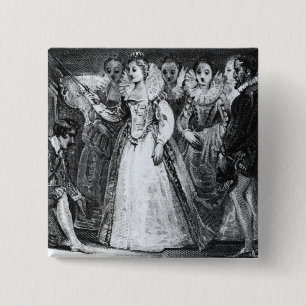 Queen Elizabeth I  Knighting Francis Drake 2 Inch Square Button