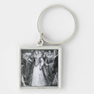 Queen Elizabeth I  Knighting Francis Drake Keychain