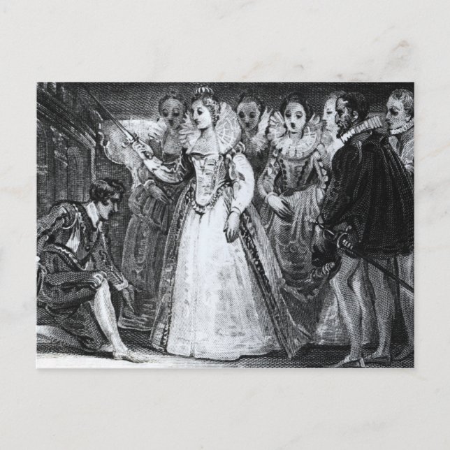 Queen Elizabeth I  Knighting Francis Drake Postcard (Front)