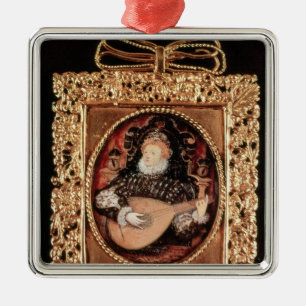 Queen Elizabeth I playing the lute Metal Ornament