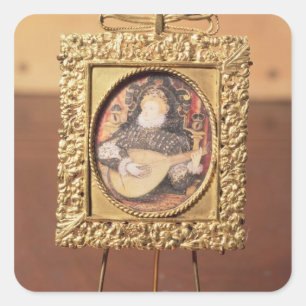 Queen Elizabeth I playing the lute (miniature incl Square Sticker