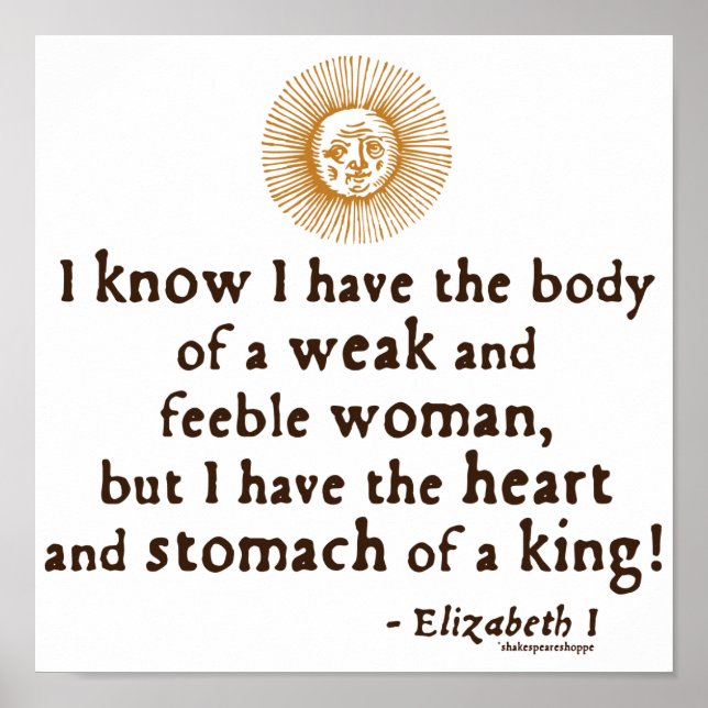 Queen Elizabeth I Tilbury Quote Poster (Front)