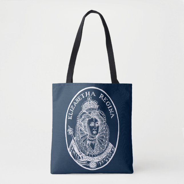 Queen Elizabeth I Woodcut Portrait Tote Bag (Front)