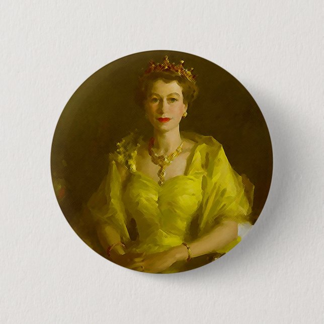 Queen Elizabeth II 2 Inch Round Button (Front)