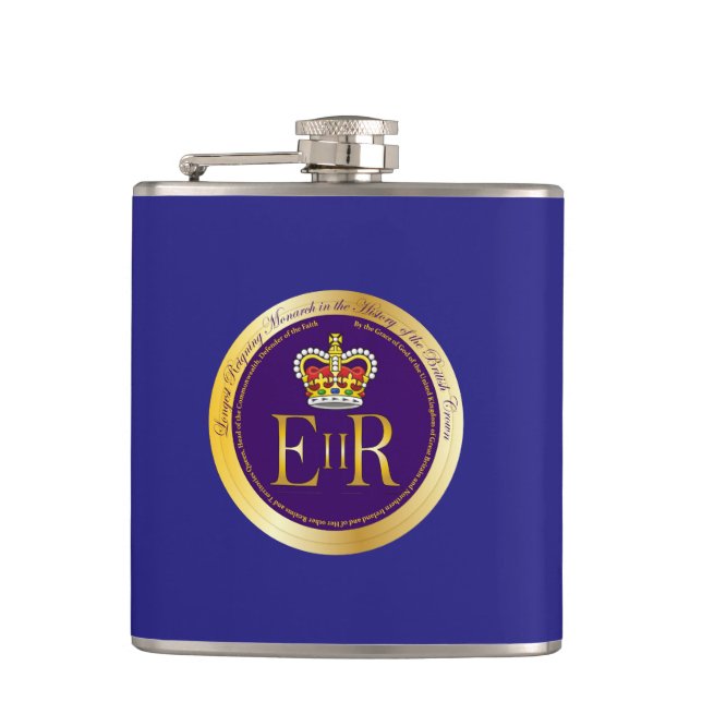 Queen Elizabeth II Longest Reign Hip Flask (Front)