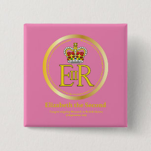 Queen Elizabeth II Reign 2 Inch Square Button
