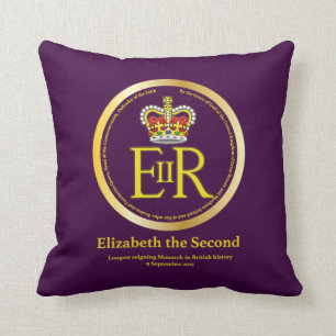 Queen Elizabeth II Reign Throw Pillow