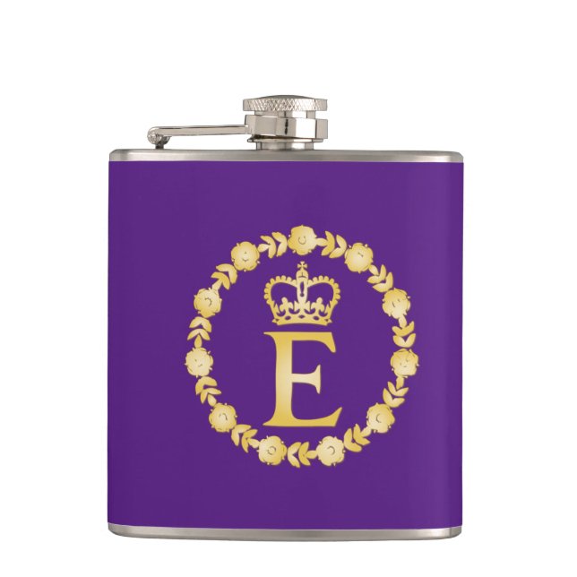 Queen Elizabeth II Royal Cypher Hip Flask (Front)