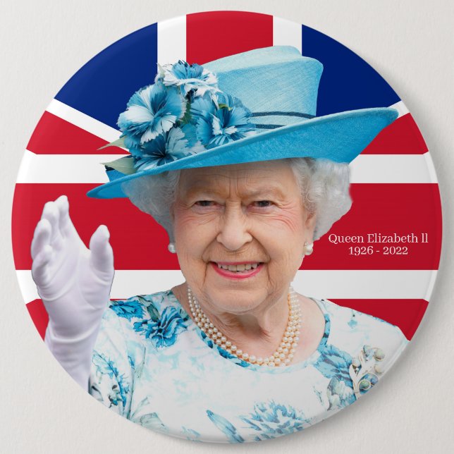 Queen Elizabeth ll 6 Inch Round Button (Front)