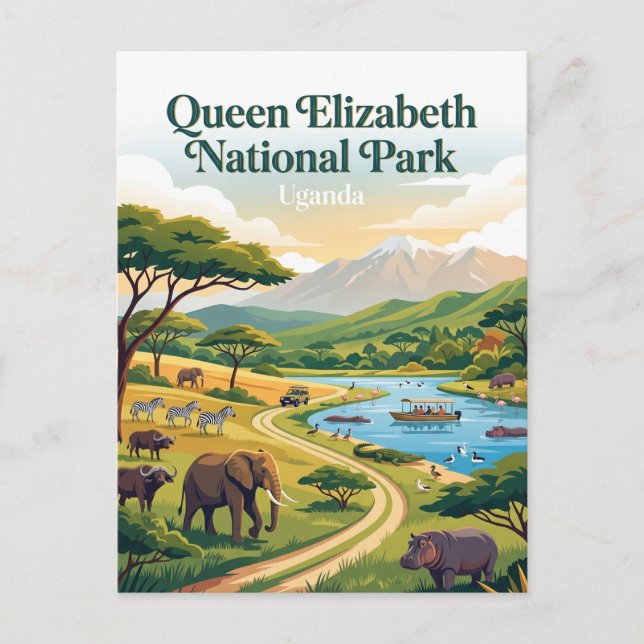 Queen Elizabeth National Park Uganda Postcard (Front)