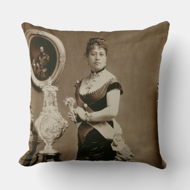 Queen Emma (1836-85) (sepia photograph) Throw Pillow (Front)