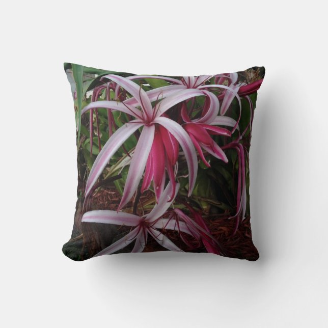 Queen Emma's Purple Crinum Lily Throw Pillow (Front)