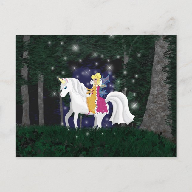 Queen Faery and Unicorn Forest Postcard (Front)
