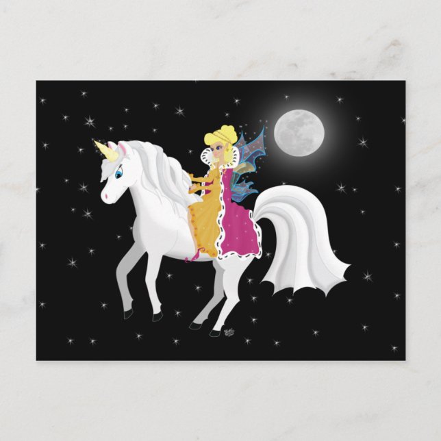 Queen Faery and Unicorn Postcard (Front)