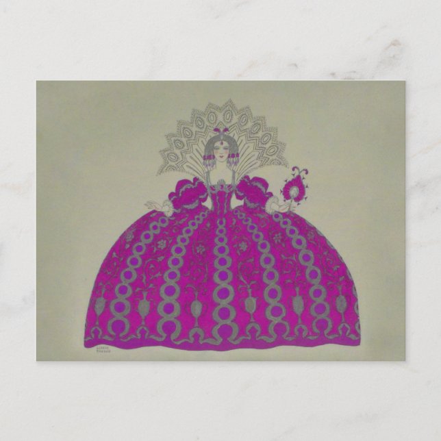 Queen Fashion Plate ~ Postcard French Vintage (Front)