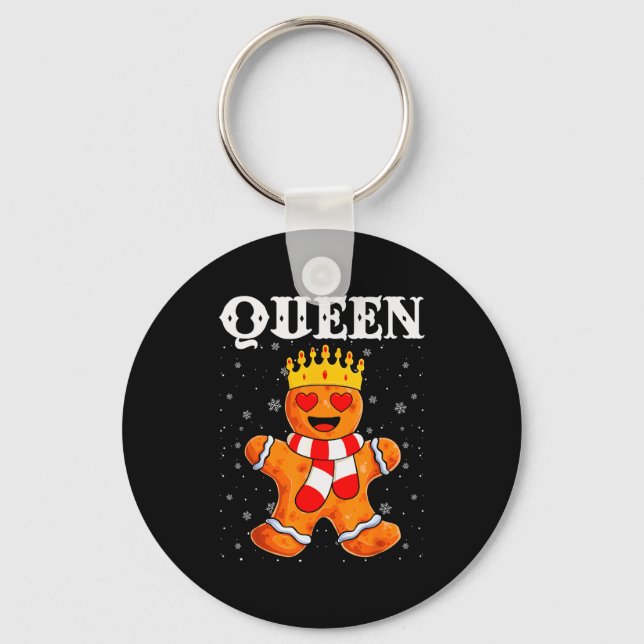 Queen Gingerbread Merry Christmas Matching Family  Keychain (Front)