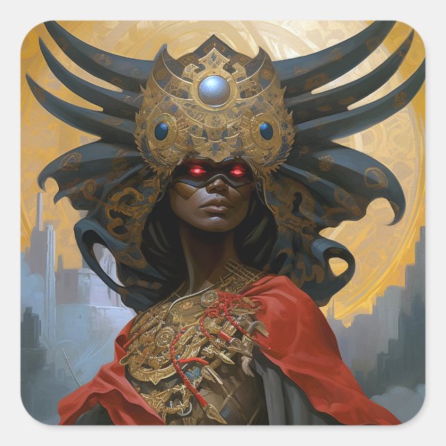 Queen Goddess Fantasy Art Square Sticker (Front)
