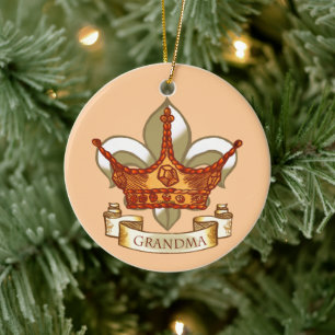 Queen Grandma Crown Ceramic Ornament