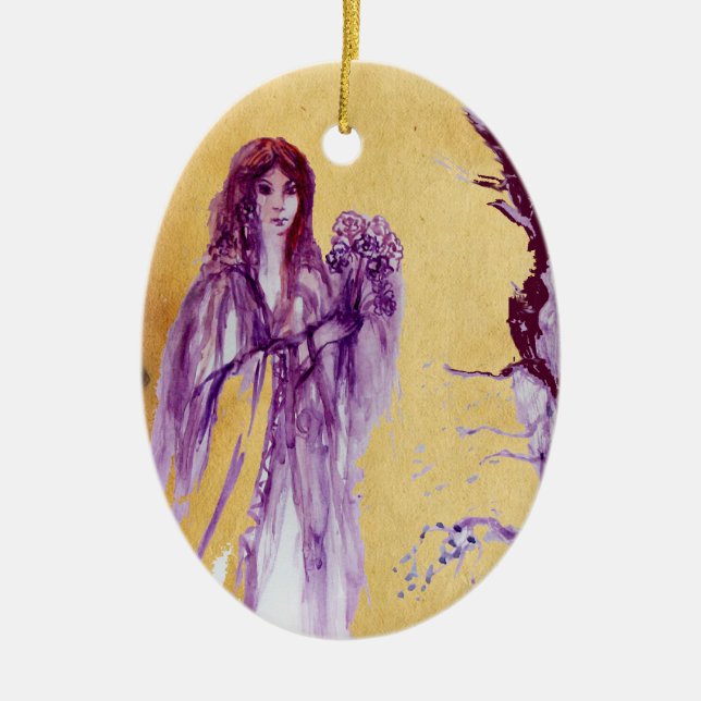 QUEEN GUINEVERE / KING ARTHUR LEGEND Parchment Ceramic Ornament (Front)