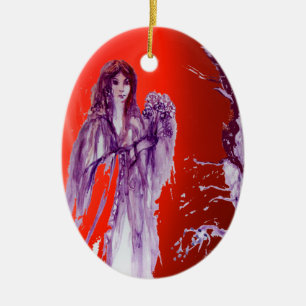 QUEEN GUINEVERE,KING ARTHUR LEGEND Purple Red Blue Ceramic Ornament